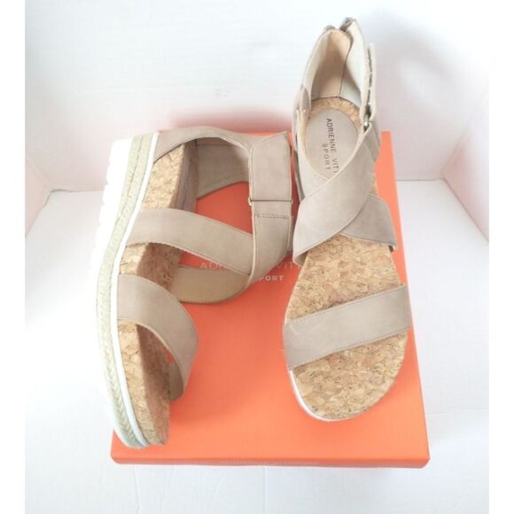 New! ADRIENNE VITTADINI Criss-Cross Sporty Wedge Sandal Open-Toe Shoe Faux Suede - Picture 2 of 5